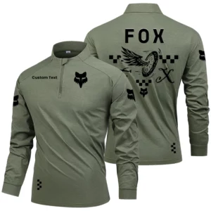 Fox Racing Men's Stand Collar Quarter Zip Long Sleeve Shirt Personalize Name