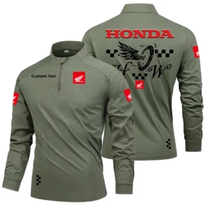Honda Goldwing Men's Stand Collar Quarter Zip Long Sleeve Shirt Personalize Name