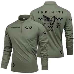 Infiniti Men's Stand Collar Quarter Zip Long Sleeve Shirt Personalize Name