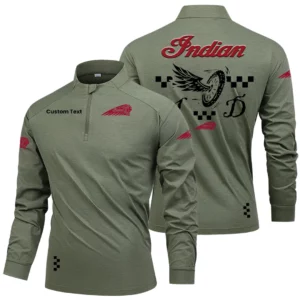 Indian Motorcycle Men's Stand Collar Quarter Zip Long Sleeve Shirt Personalize Name