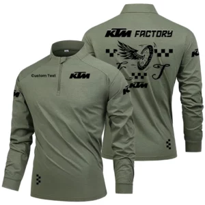 Red Bull KTM Factory Racing Men's Stand Collar Quarter Zip Long Sleeve Shirt Personalize Name
