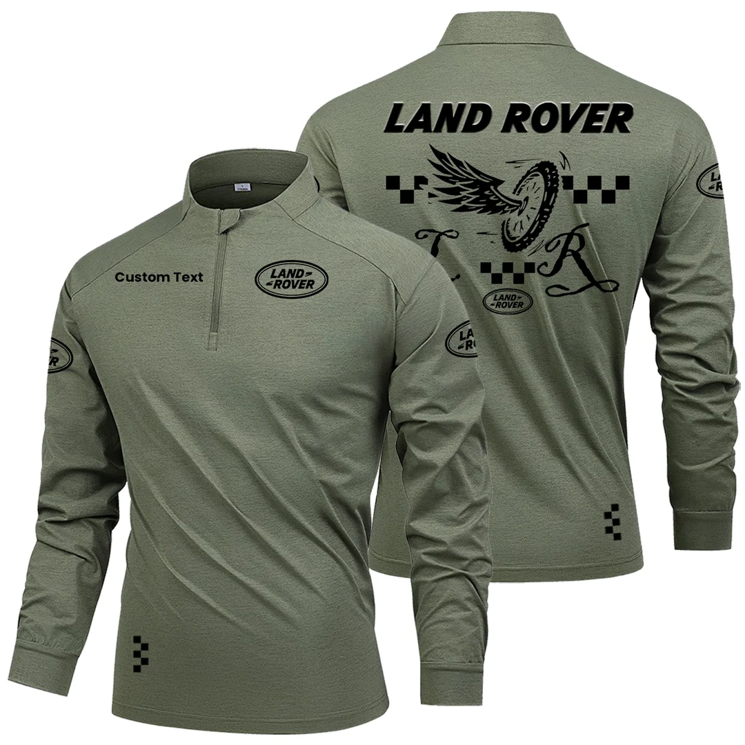 Land Rover Men's Stand Collar Quarter Zip Long Sleeve Shirt Personalize Name Land Rover Men's Stand Collar Quarter Zip Long Sleeve Shirt Personalize Name