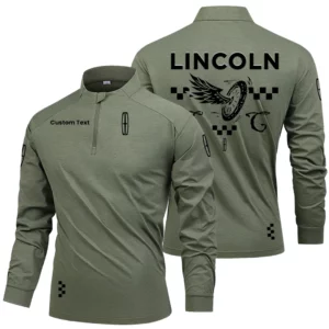 Lincoln Lux Men's Stand Collar Quarter Zip Long Sleeve Shirt Personalize Name