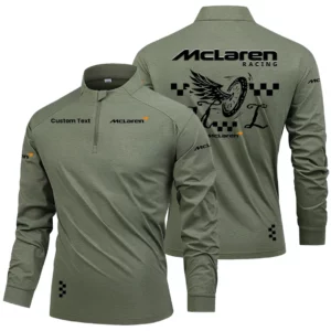 McLaren Racing Men's Stand Collar Quarter Zip Long Sleeve Shirt Personalize Name
