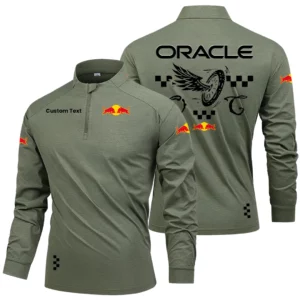 Oracle Red Bull Racing Men's Stand Collar Quarter Zip Long Sleeve Shirt Personalize Name