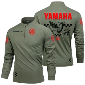 Yamaha Motorcycles Men's Stand Collar Quarter Zip Long Sleeve Shirt Personalize Name