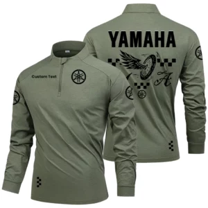 Yamaha Racing Men's Stand Collar Quarter Zip Long Sleeve Shirt Personalize Name