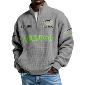Arctic Cat Men’s Quarter Zip Waffle Knit Pullover Sweatshirt Customize Name