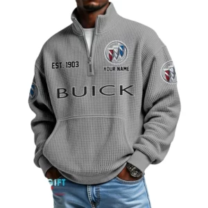 Buick Men’s Quarter Zip Waffle Knit Pullover Sweatshirt Customize Name
