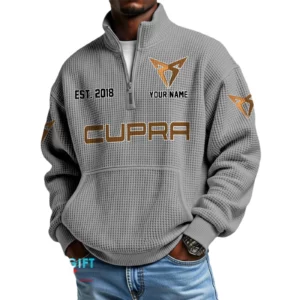Cupra Men’s Quarter Zip Waffle Knit Pullover Sweatshirt Customize Name