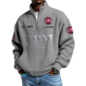 Fiat Men’s Quarter Zip Waffle Knit Pullover Sweatshirt Customize Name
