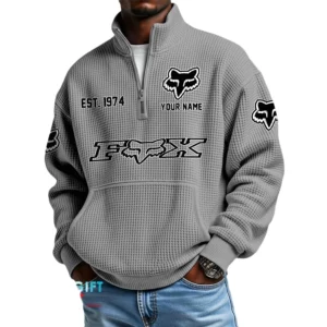 Fox Racing Men’s Quarter Zip Waffle Knit Pullover Sweatshirt Customize Name