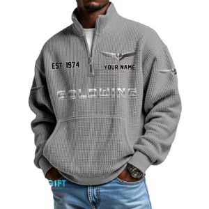Honda Goldwing Men’s Quarter Zip Waffle Knit Pullover Sweatshirt Customize Name