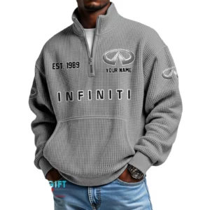 Infiniti Men’s Quarter Zip Waffle Knit Pullover Sweatshirt Customize Name