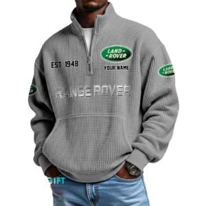 Land Rover Men’s Quarter Zip Waffle Knit Pullover Sweatshirt Customize Name