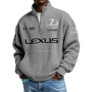 Lexus Men’s Quarter Zip Waffle Knit Pullover Sweatshirt Customize Name