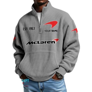 McLaren Men’s Quarter Zip Waffle Knit Pullover Sweatshirt Customize Name