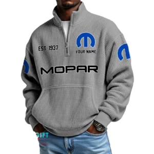 Mopar Men’s Quarter Zip Waffle Knit Pullover Sweatshirt Customize Name
