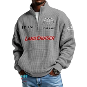 Toyota Land Cruiser Men’s Quarter Zip Waffle Knit Pullover Sweatshirt Customize Name