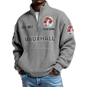 Vauxhall Men’s Quarter Zip Waffle Knit Pullover Sweatshirt Customize Name