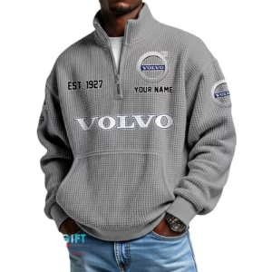 Volvo Men’s Quarter Zip Waffle Knit Pullover Sweatshirt Customize Name