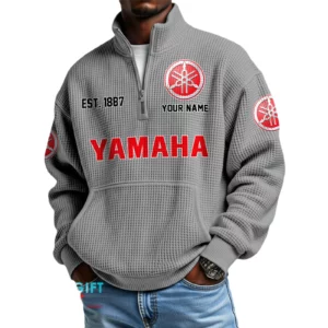 Yamaha Motorcycles Men’s Quarter Zip Waffle Knit Pullover Sweatshirt Customize Name