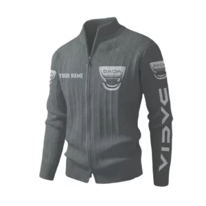 Dacia Men's Two Way Zip Knit Cardigan Sweater Stand Collar