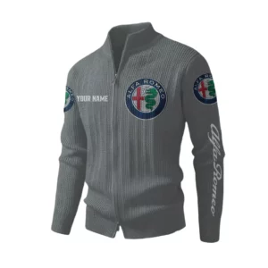Alfa Romeo Men's Two Way Zip Knit Cardigan Sweater Stand Collar