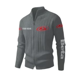 Beta Motorcycles Men's Two Way Zip Knit Cardigan Sweater Stand Collar
