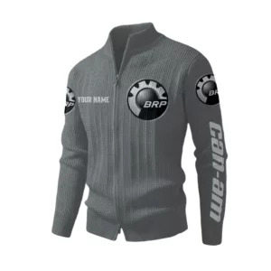 Can Am BRP Men's Two Way Zip Knit Cardigan Sweater Stand Collar