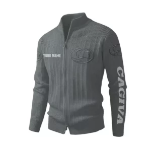 Caviga Men's Two Way Zip Knit Cardigan Sweater Stand Collar