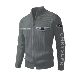 Chrysler Men's Two Way Zip Knit Cardigan Sweater Stand Collar