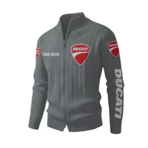 Ducati Men's Two Way Zip Knit Cardigan Sweater Stand Collar
