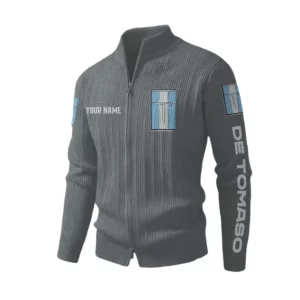 De Tomaso Men's Two Way Zip Knit Cardigan Sweater Stand Collar