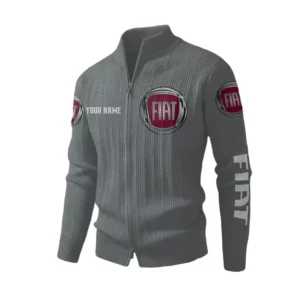 Fiat Men's Two Way Zip Knit Cardigan Sweater Stand Collar