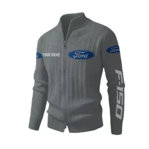 Ford F150 Men's Two Way Zip Knit Cardigan Sweater Stand Collar