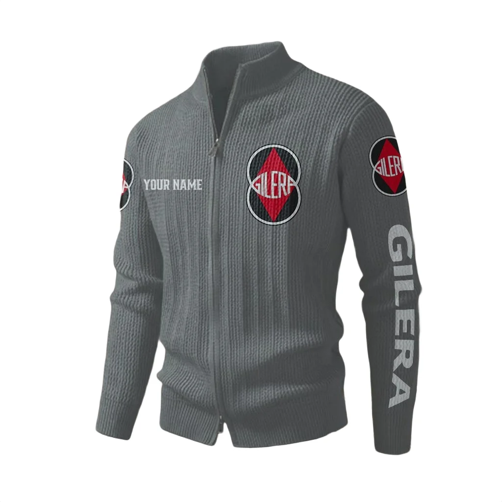 Gilera Men's Two Way Zip Knit Cardigan Sweater Stand Collar Gilera Men's Two Way Zip Knit Cardigan Sweater Stand Collar