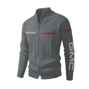 GMC Men's Two Way Zip Knit Cardigan Sweater Stand Collar