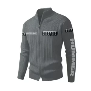 Hummer Men's Two Way Zip Knit Cardigan Sweater Stand Collar