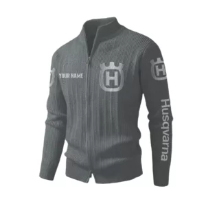 Husqvarna Men's Two Way Zip Knit Cardigan Sweater Stand Collar