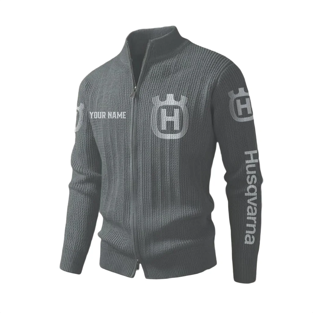 Husqvarna Men's Two Way Zip Knit Cardigan Sweater Stand Collar Husqvarna Men's Two Way Zip Knit Cardigan Sweater Stand Collar
