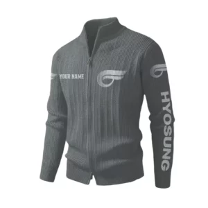 Hyosung Men's Two Way Zip Knit Cardigan Sweater Stand Collar