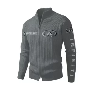 INM Men's Two Way Zip Knit Cardigan Sweater Stand Collar
