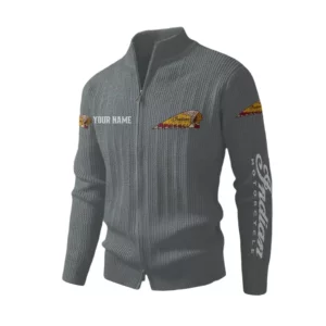Indian Motorcycle Men's Two Way Zip Knit Cardigan Sweater Stand Collar