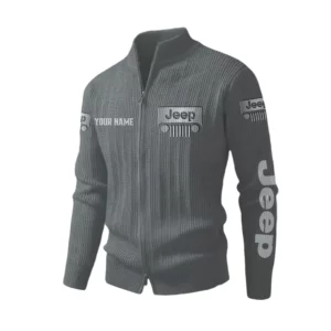 Jeep Men's Two Way Zip Knit Cardigan Sweater Stand Collar