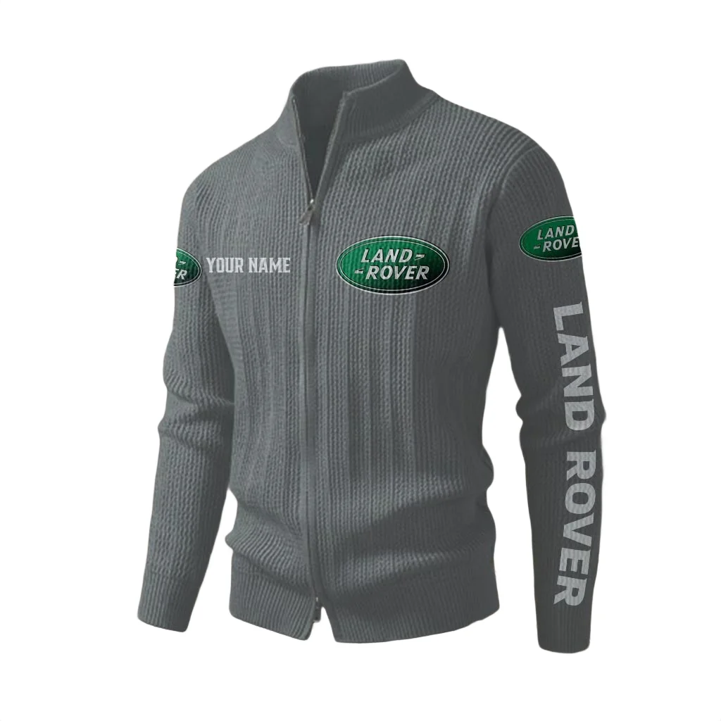 Land Rover Men's Two Way Zip Knit Cardigan Sweater Stand Collar Land Rover Men's Two Way Zip Knit Cardigan Sweater Stand Collar
