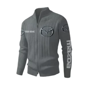 Mazda Men's Two Way Zip Knit Cardigan Sweater Stand Collar