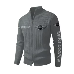 Mini Cooper Men's Two Way Zip Knit Cardigan Sweater Stand Collar