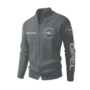 Opel Men's Two Way Zip Knit Cardigan Sweater Stand Collar