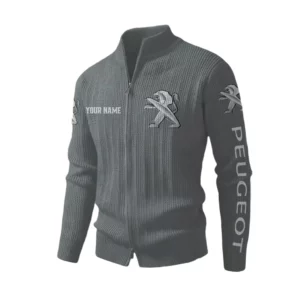Peugeot Men's Two Way Zip Knit Cardigan Sweater Stand Collar